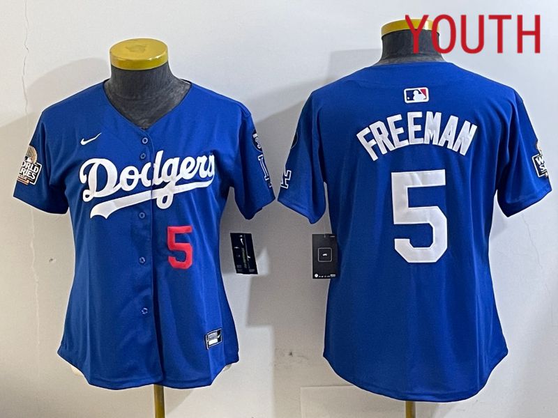Youth Los Angeles Dodgers #5 Freeman Blue Game 2024 Nike MLB Jersey style 11217->youth mlb jersey->Youth Jersey